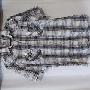 Grey and blue plaid pearl snap